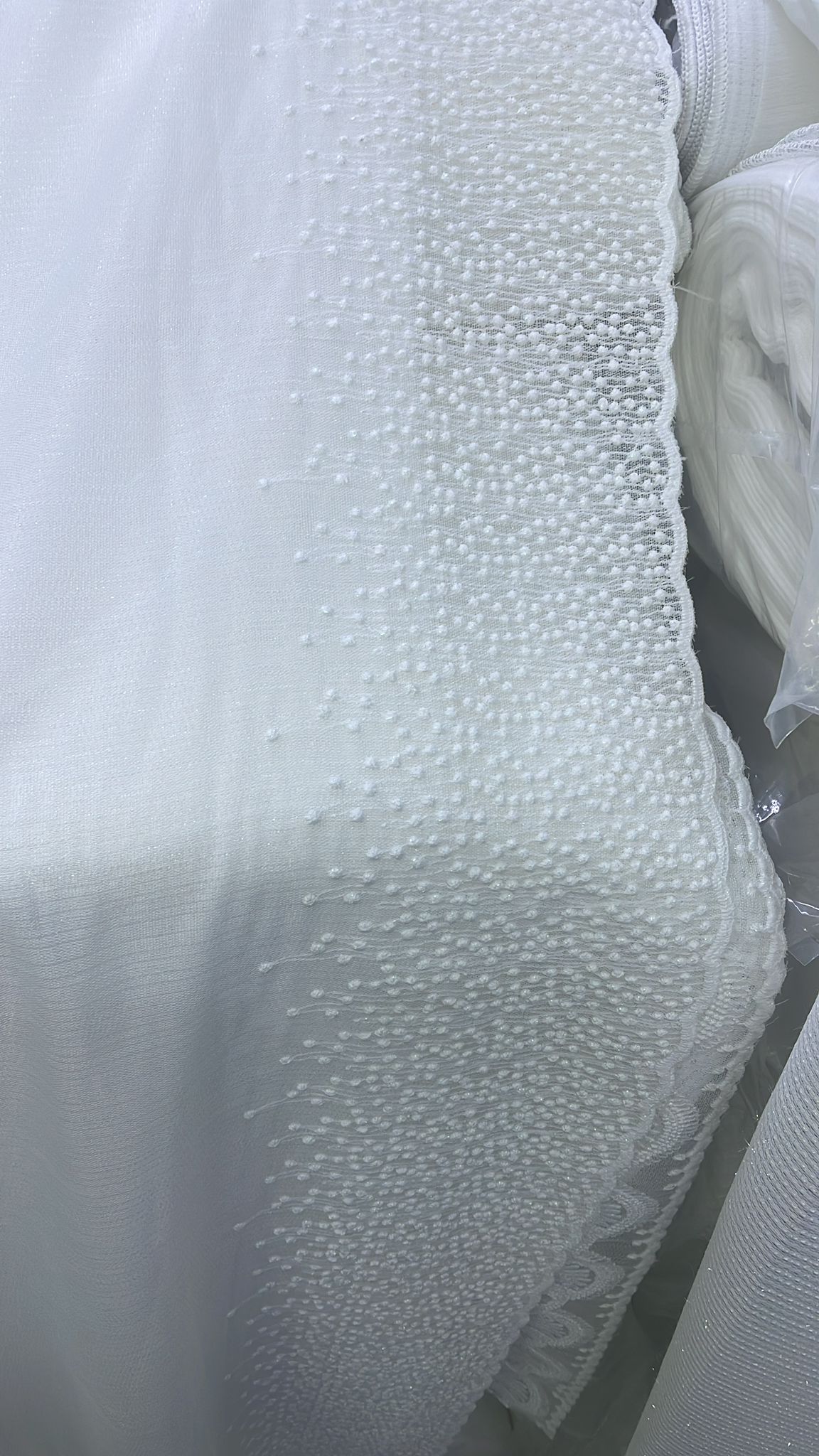 Dotted Dew Motif Bambu Etek Tül Perde