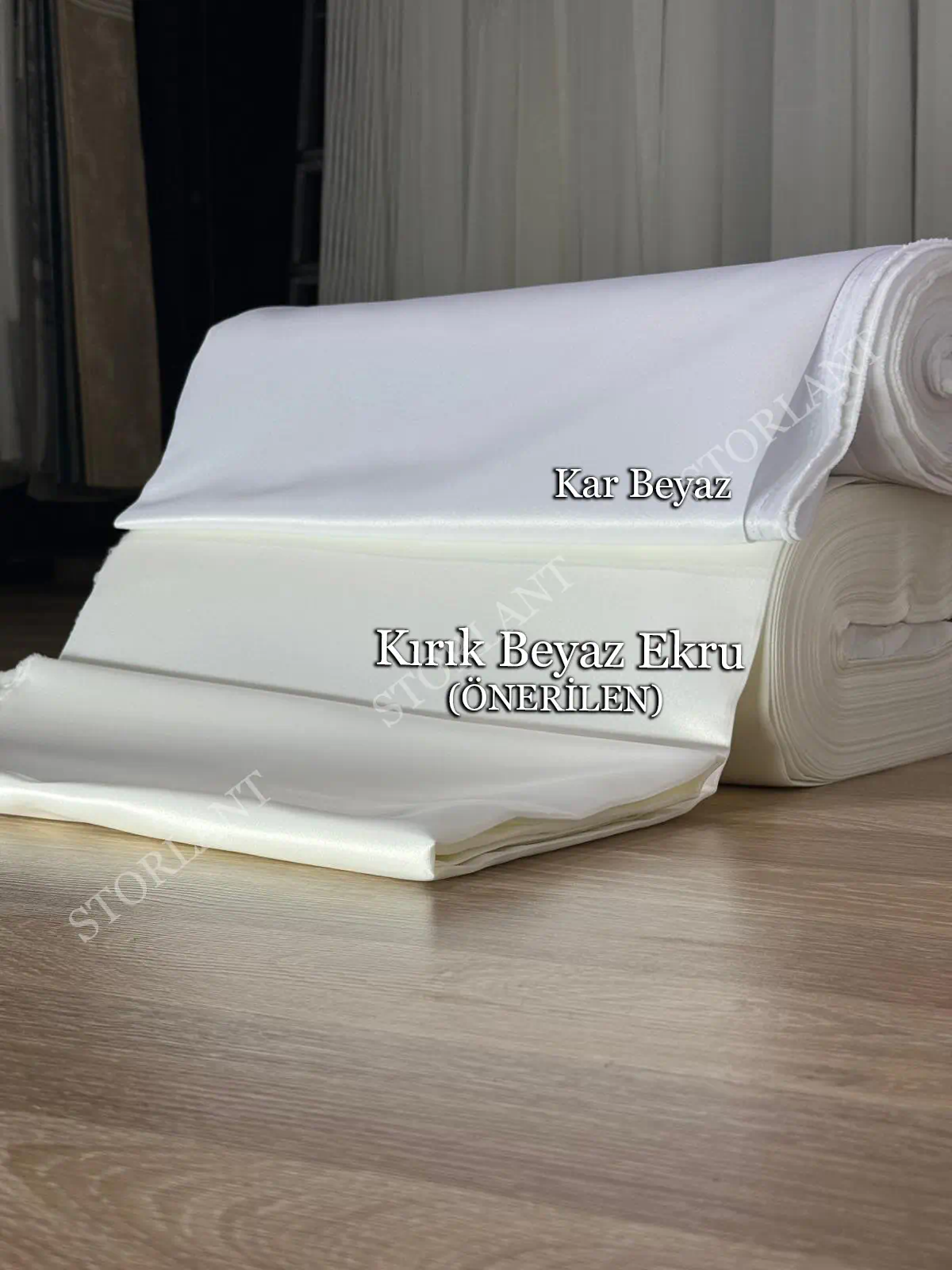 KIRIK BEYAZ SATEN GÜNEŞLİK PERDE